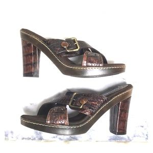 Brown Aquatalia Croc Print Sandal